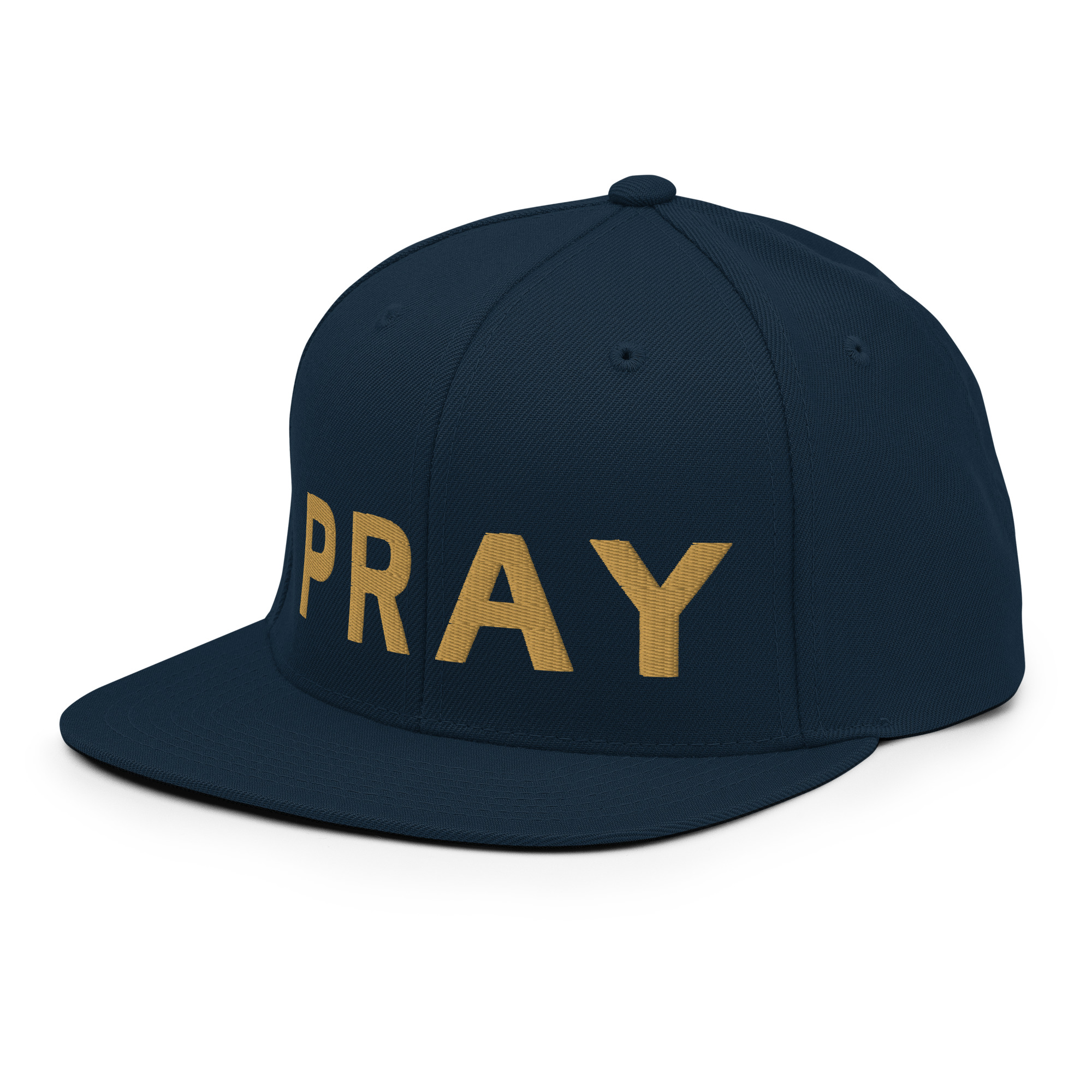 Dark Navy Old Gold Snapback Pray Hat - Image 3