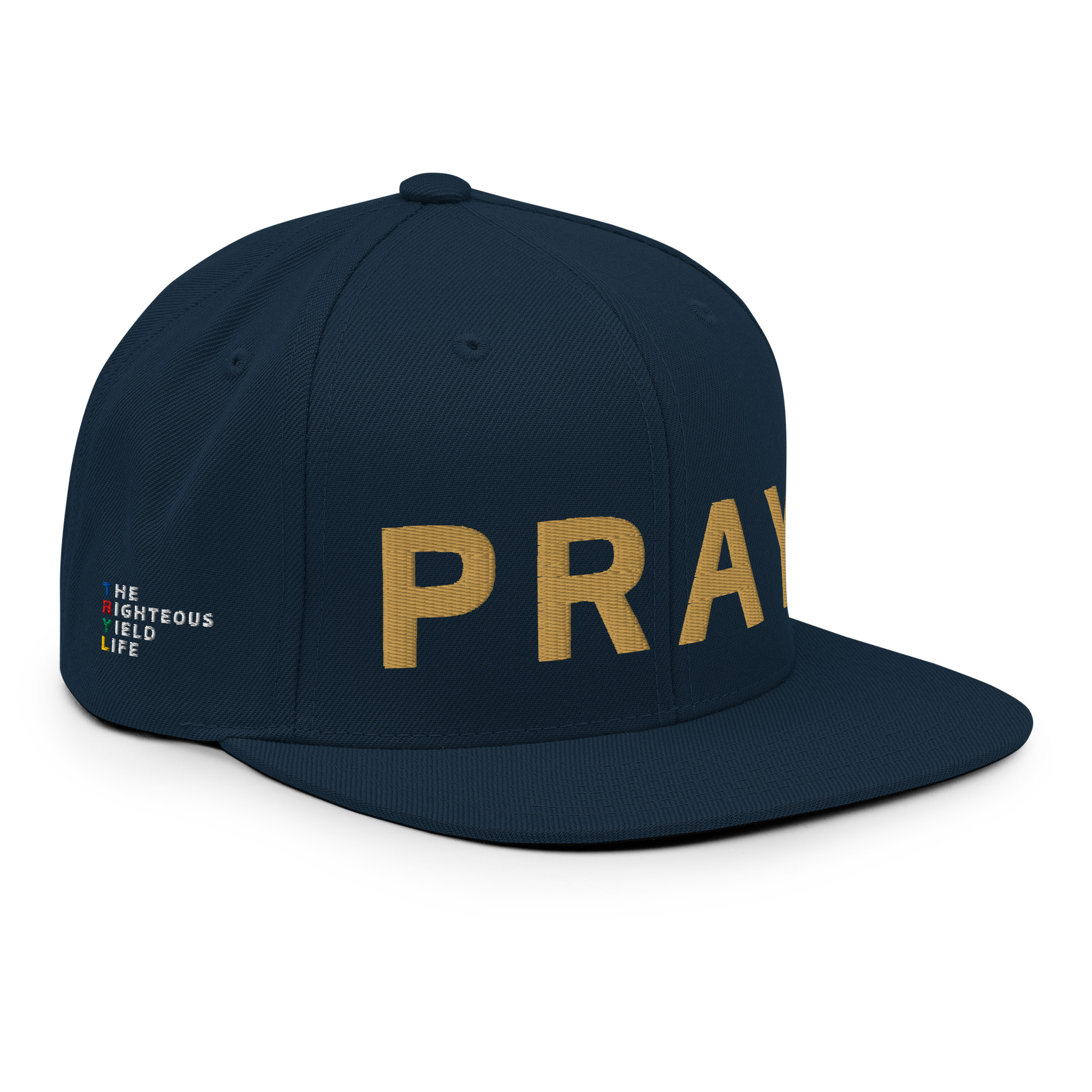 Dark Navy Old Gold Snapback Pray Hat - Image 5