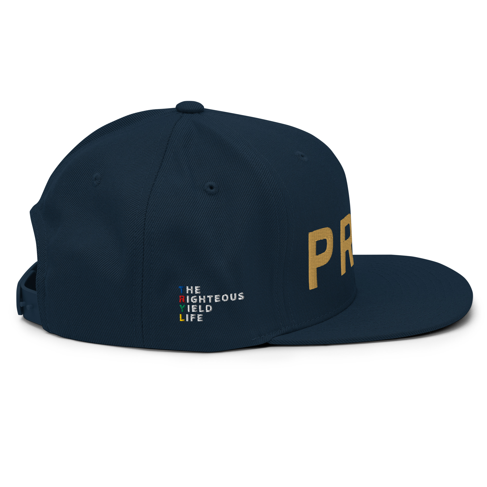Dark Navy Old Gold Snapback Pray Hat - Image 6