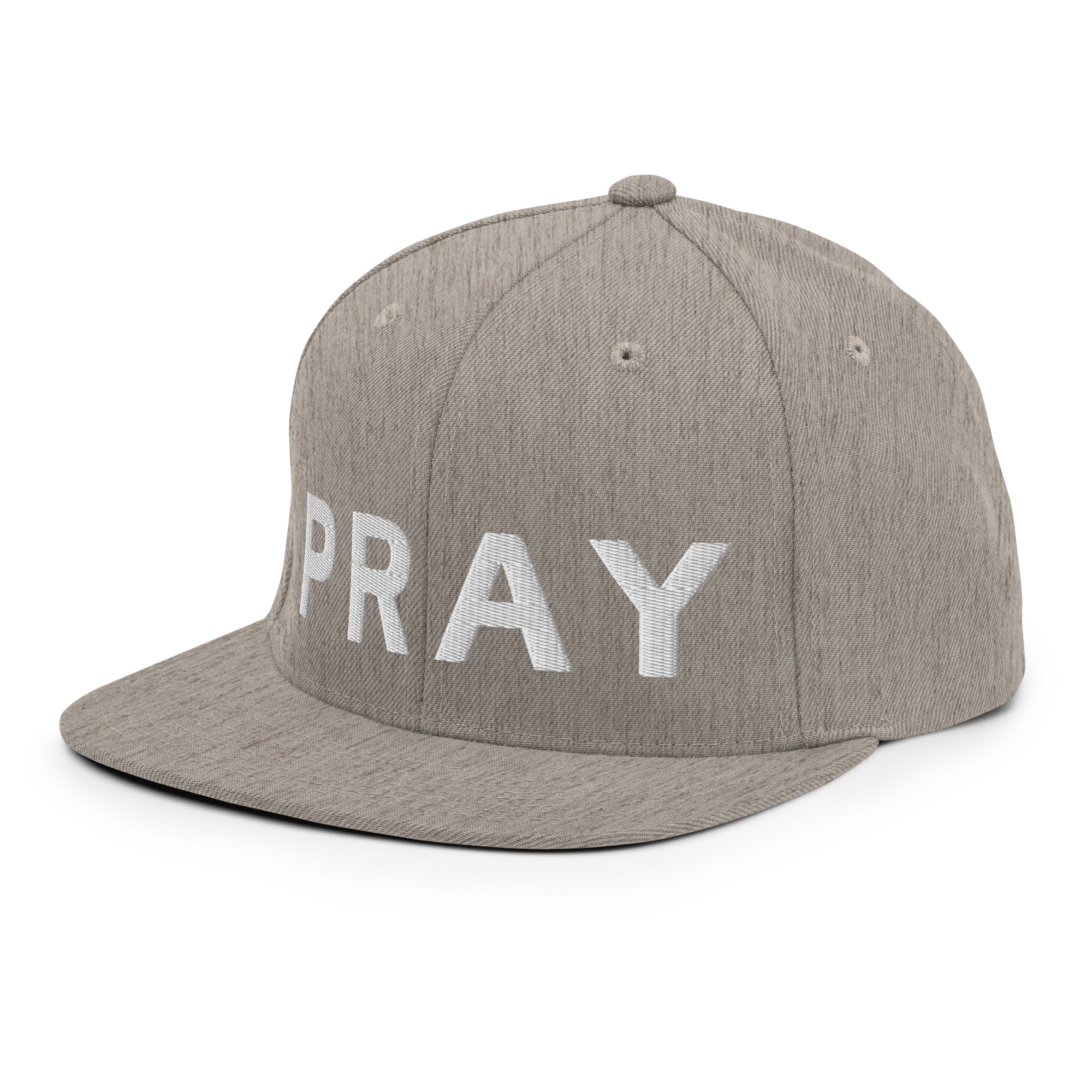 Heather Grey Snapback Pray Hat - Image 3