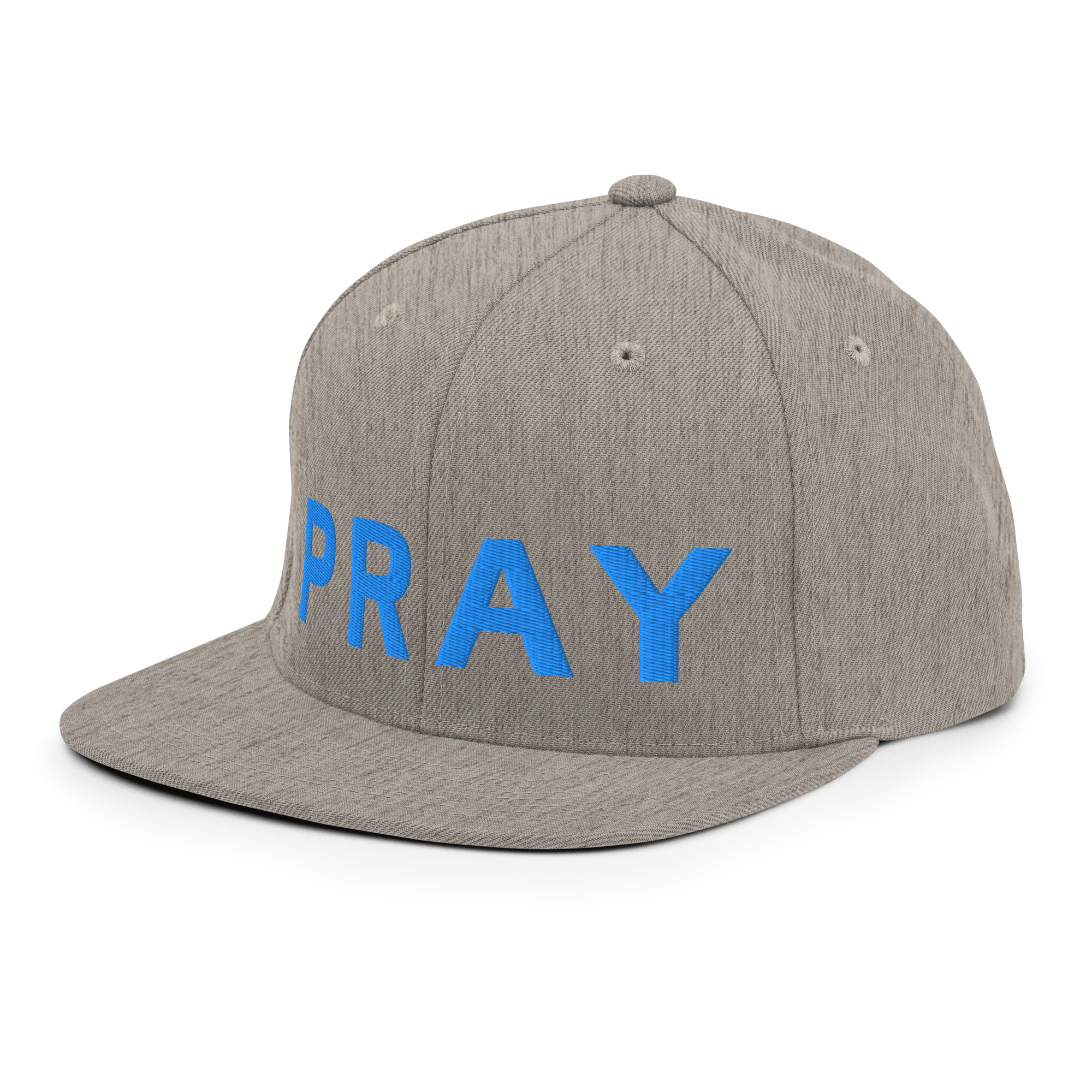 Heather Grey Aqua Snapback Pray Hat - Image 3