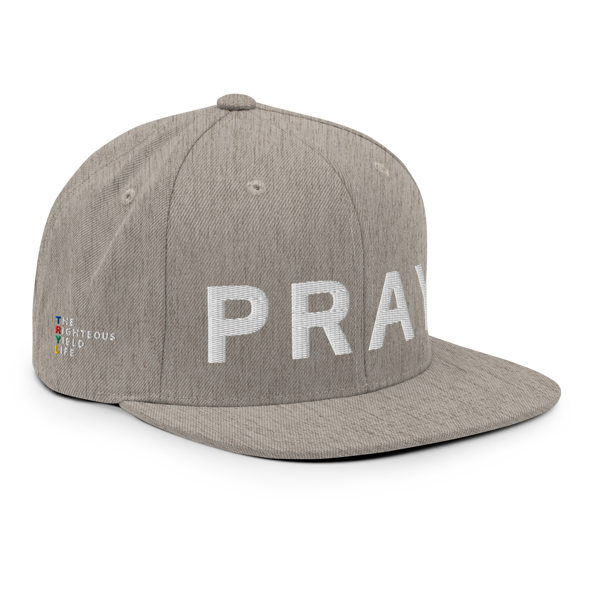Heather Grey Snapback Pray Hat - Image 5